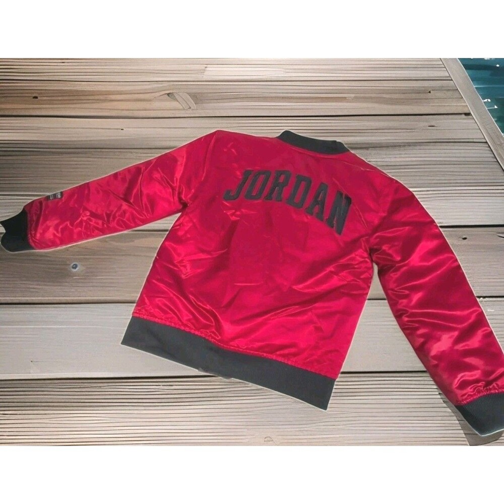 Jordan Varsity Jacket Youth M Red And Black Satin Basketball Team Boys Sport